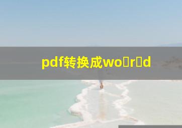 pdf转换成wo r d